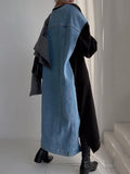 Momentlover Original Loose Long Sleeves Letter Print Split-Side Split-Joint Round-Neck Midi Dresses