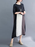Momentlover Artistic Retro Split-Joint Cropped Dress