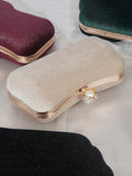 Momentlover Vintage Solid Color Velvet Hand Bag