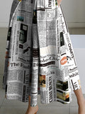 Momentlover Long Sleeves Loose Letter Print Lapel Collar Midi Dresses