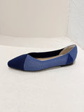 Momentlover V-Cut Split-Joint Pointed-Toe Contrast Color Flats Flat Shoes