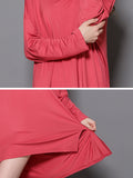 Momentlover Solid Color Modal Plus Size High-Low Long Sleeve Pajamas Dress