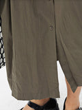 Momentlover Solid Color Pleated Sleeveless Loose Stand Collar Shirt Dress Midi Dresses