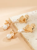 Momentlover Imitation Pearls Geometric Drop Earrings