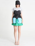Momentlover Stylish Selection Short Sleeves Loose Drawstring Split-Joint Round-Neck Mini Dresses