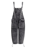 Momentlover Original Cool Denim Split-Joint Square-Neck Overalls