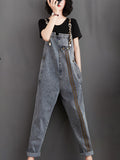 Momentlover Original Leopard Elasticity Denim Overalls