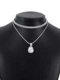 Rhine Stones Geometric Double Layered Necklaces Accessories
