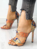 Momentlover Printed Open Toe Pumps Sandals