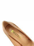 Momentlover Solid Color Shallow Cut Pointed-Toe Scarpin Salto Pumps