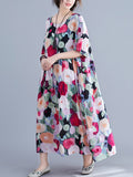 Momentlover Original Floral Round-Neck Dresses