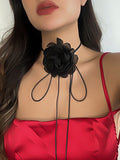 Pleated Gauze Flower Shape Dainty Necklace Accessories
