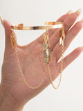 Momentlover Stylish Leaves Geometric Tasseled Arm Chain Accessories