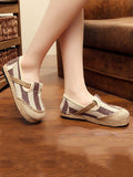Momentlover Striped Flat Shoes Casual Canvas Shoes