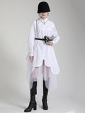 Momentlover Urban Loose Split-Joint Lapel Long Sleeves Midi Dress