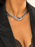 Solid Color Snake Chain Knot Double Layered Necklaces Accessories
