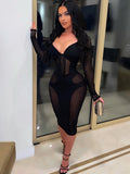 Momentlover SXY Bandage Design See Through Bodycon Dress AR5669