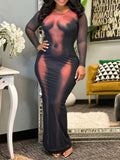 Momentlover Round Neck Body Print Bodycon Dress AR5671