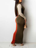 Momentlover V Neck Patchwork Bodycon Dress AC2662