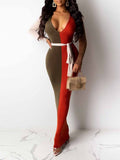 Momentlover V Neck Patchwork Bodycon Dress AC2662